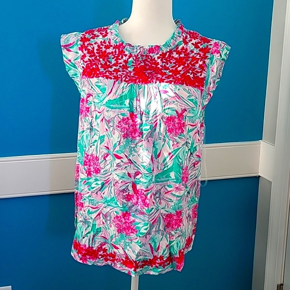 Emily Wonder Tops - Tropical Embroidered Top